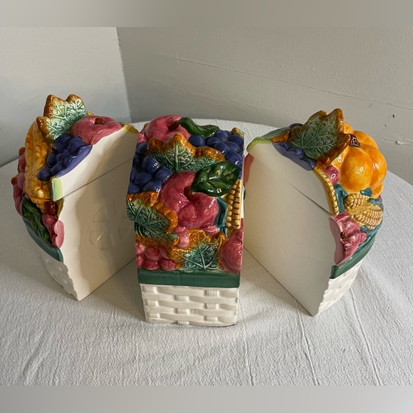 Cracker Barrel 1996 Harvest basket Canister 3 Piece Fruit Veggie Weave Basket - Picture 3 of 8